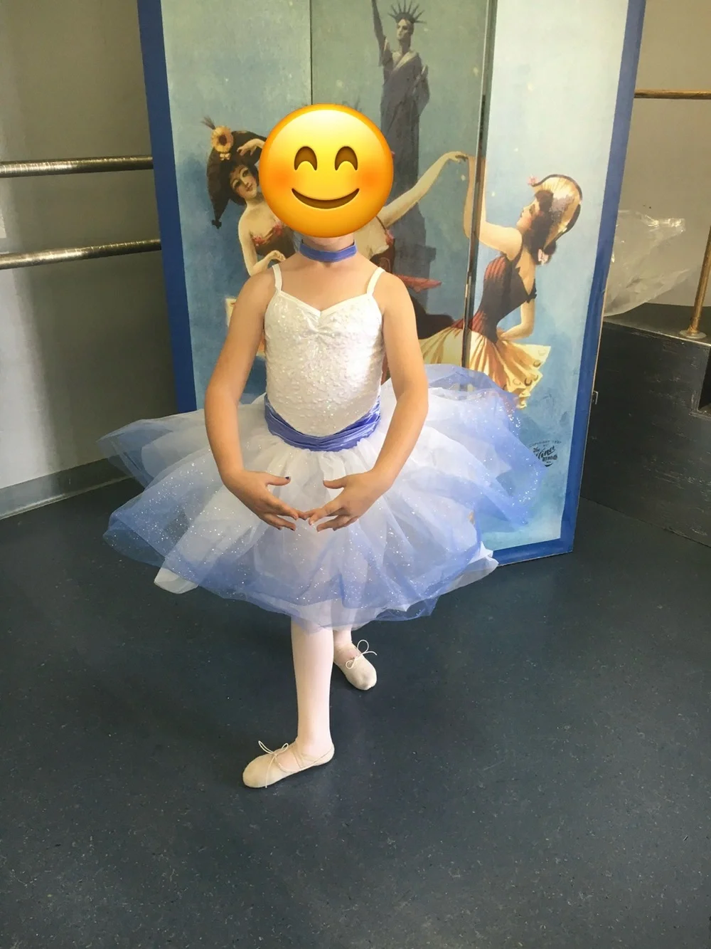Weissman Sparkling White and Light Blue Ombré Tulle Ballet Dress. Size IC